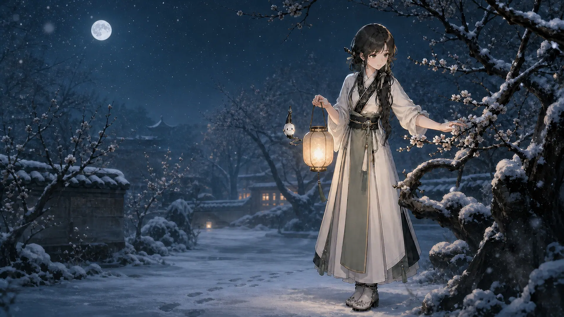 雪夜裡提著燈籠的人